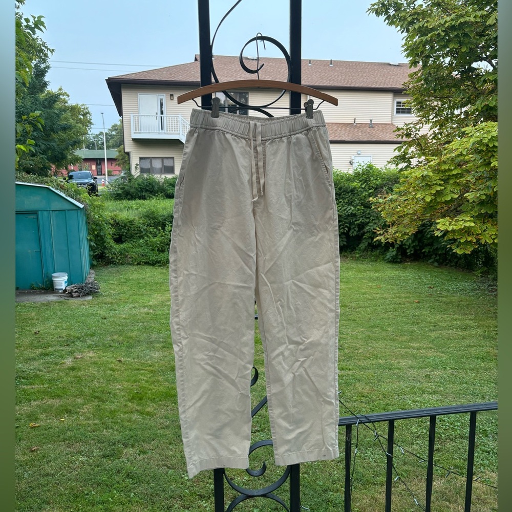 Beige Drawstring Casual Women's Pants